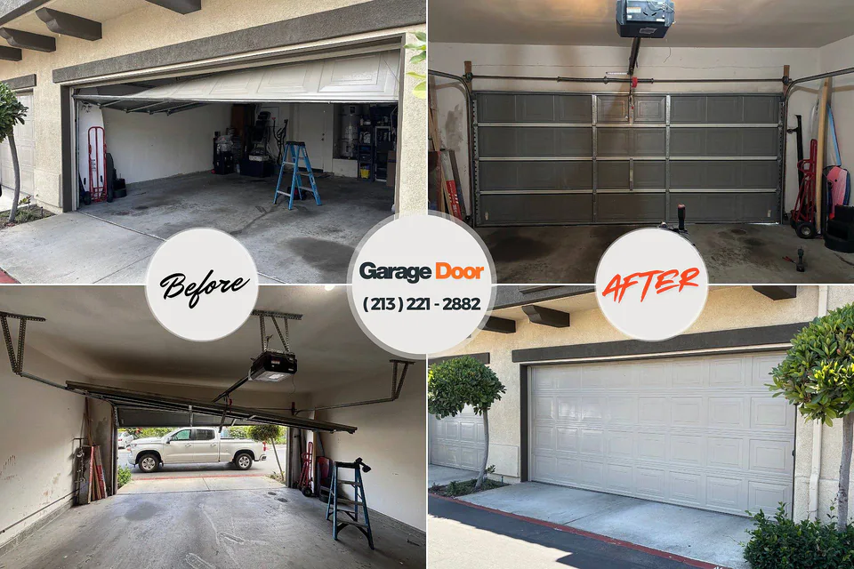 Before and after: garage door repair Wilmington, NC